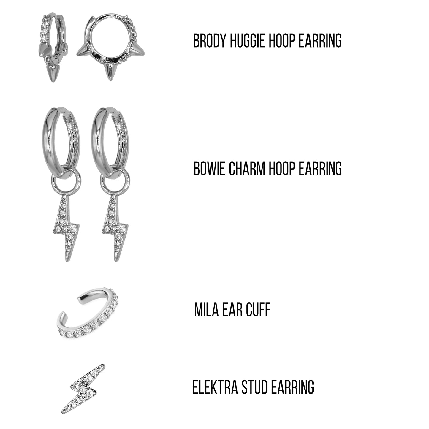 JAGGER EARRING STACK SET SILVER