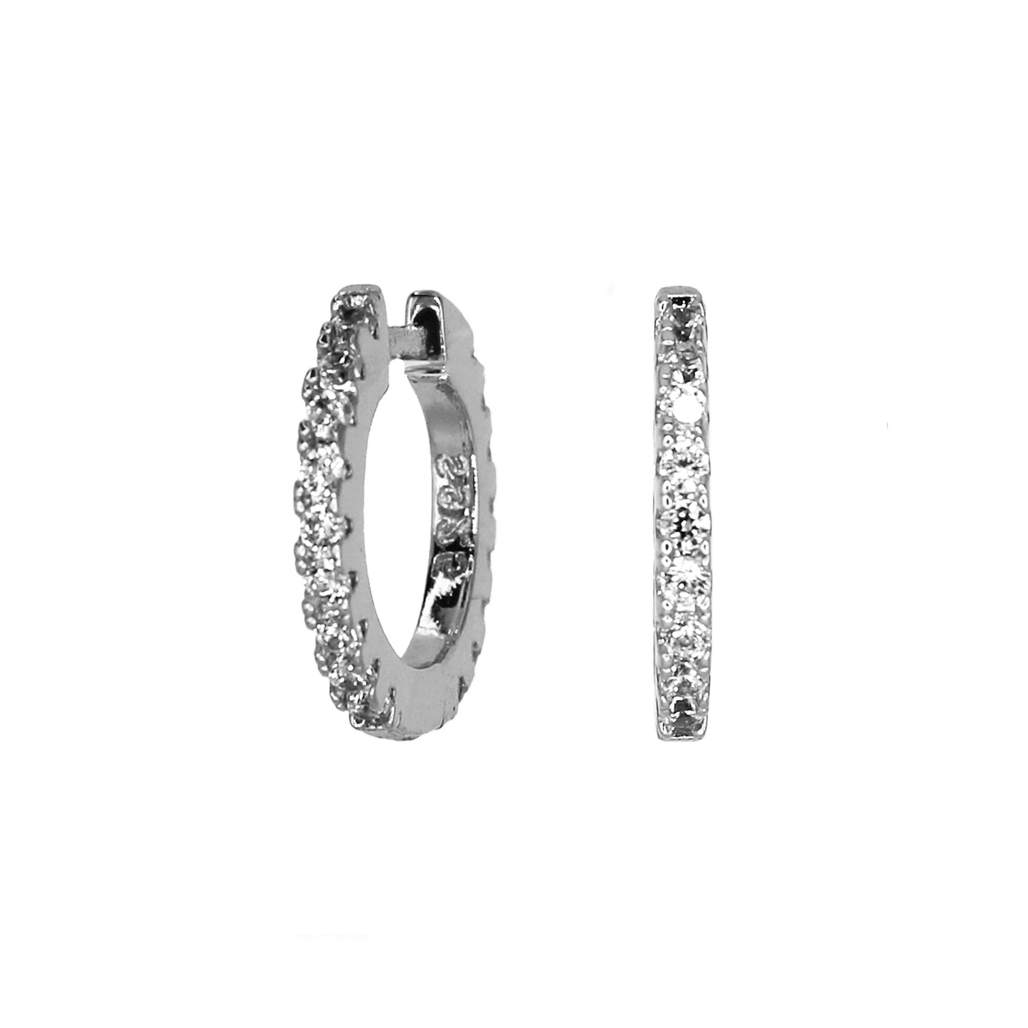 CLASSIC CRYSTAL HUGGIE HOOP EARRINGS SILVER