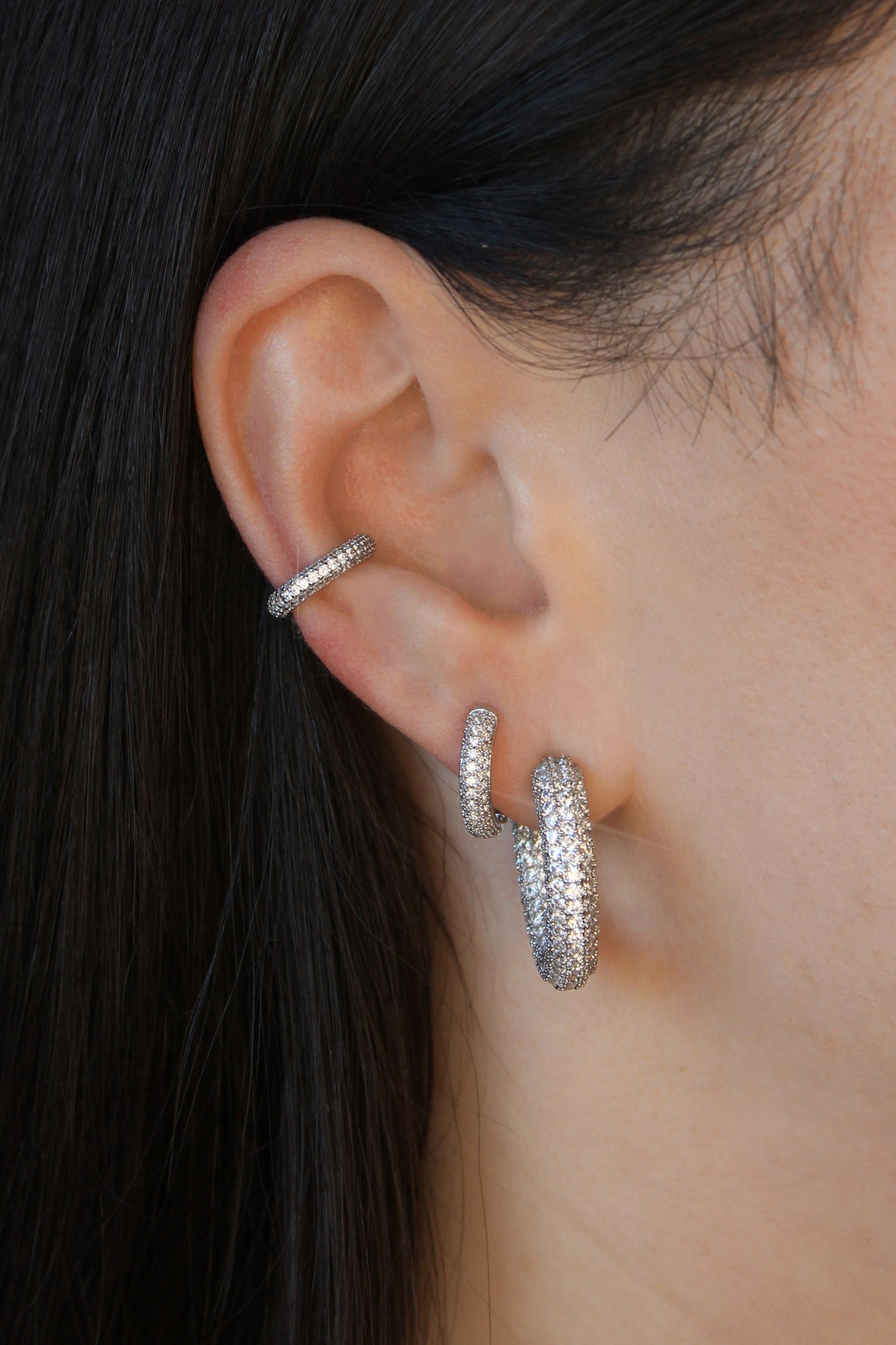 MIMI PAVÉ EAR CUFF IN SILVER