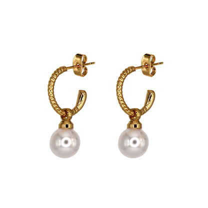 LULU MINI PEARL HOOP EARRINGS GOLD