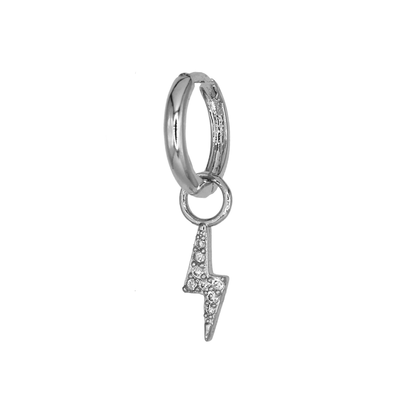 BOWIE CHARM HOOP EARRINGS SILVER