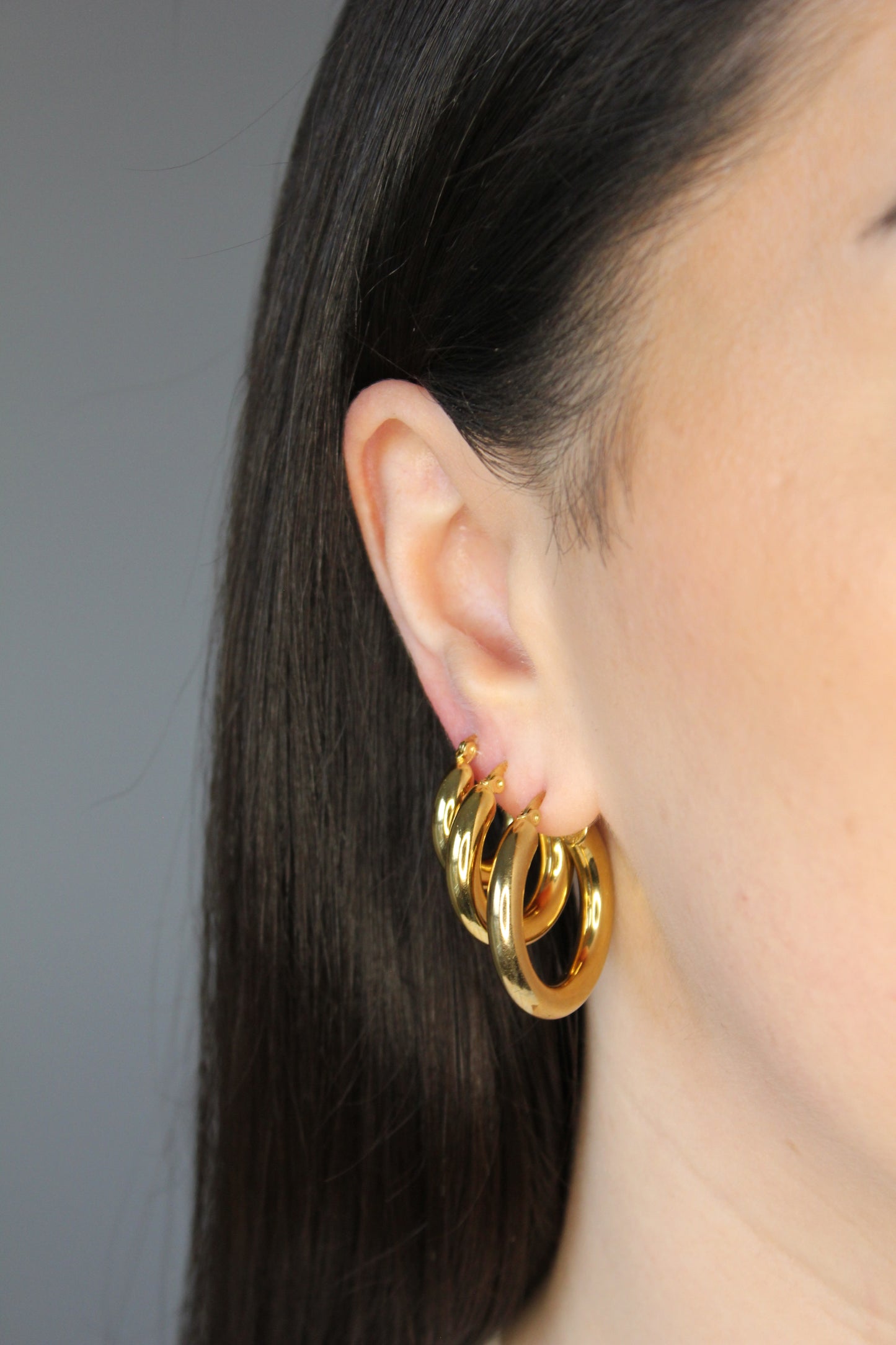 HAILEY HOOP EARRING STACK SET GOLD