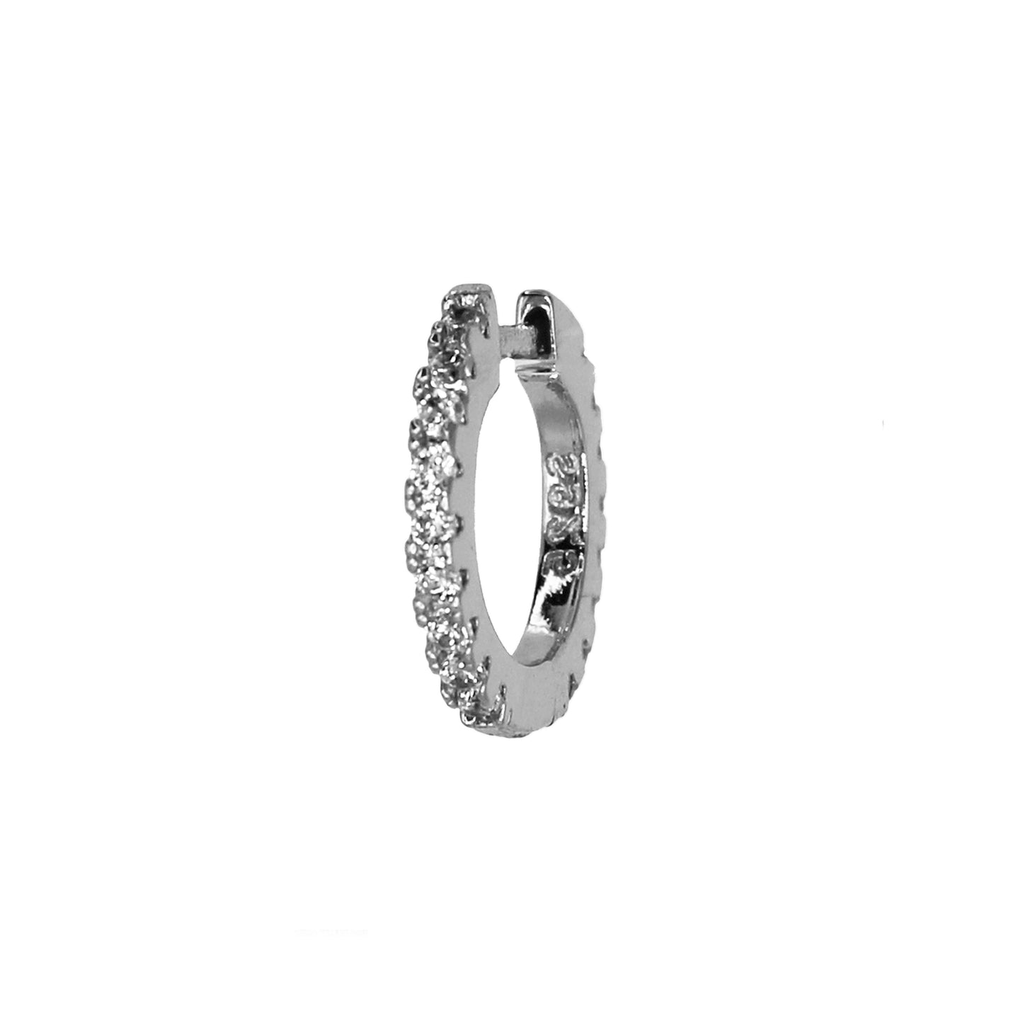 CLASSIC CRYSTAL HUGGIE HOOP EARRINGS SILVER