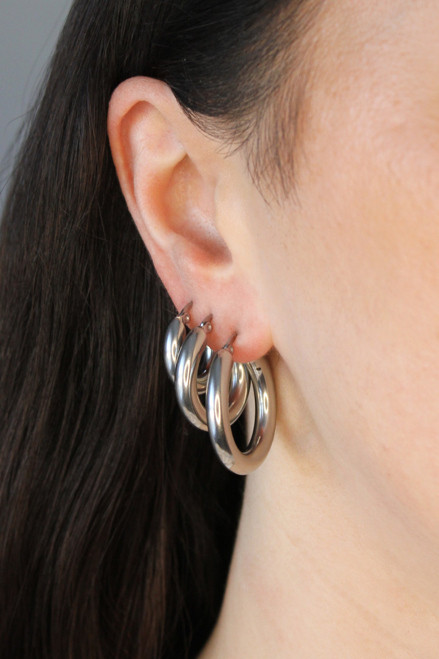 HAILEY HOOP EARRING STACK SET SILVER