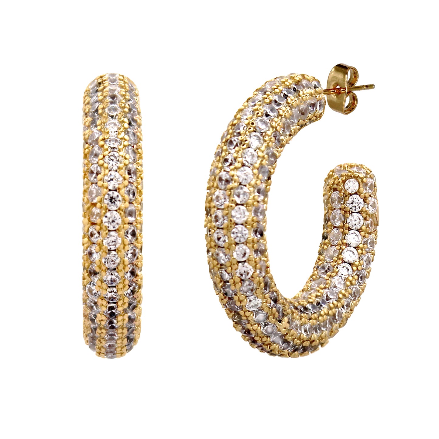 MIMI PAVÉ HOOP EARRINGS IN GOLD